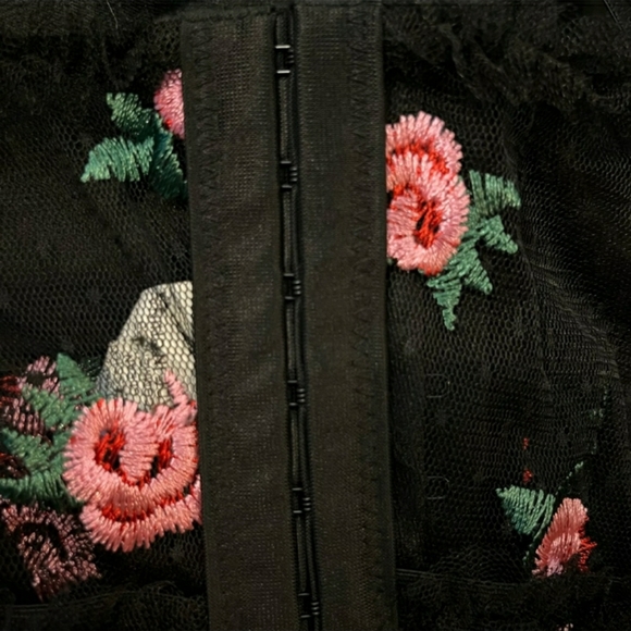 Sexy Black Lace Corset with Pink Flowers size S - Picture 5 of 5